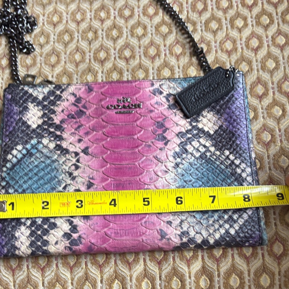 Coach Embossed Python Snake Skin Pink and Black Purse. - Picture 5 of 13